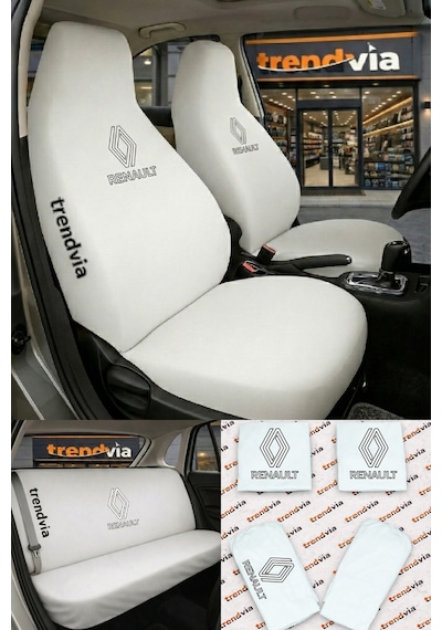Renault Yeni Logolu Oto Koltuk Kılıfı Ön Arka Set Penye Universal Koltuk Koruyucu Servis Kılıfı