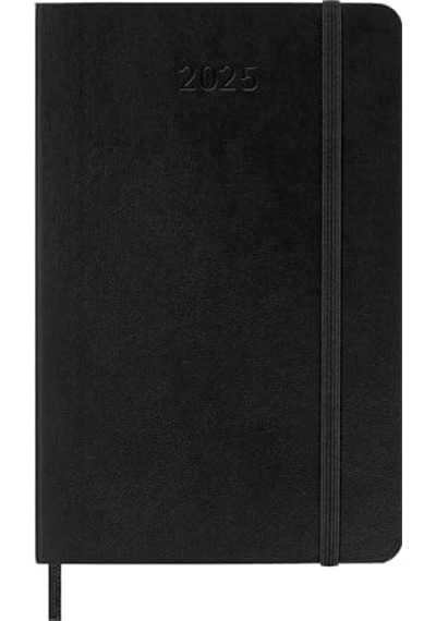 Moleskine Klasik 12 Aylık 2025 Aylık Planlayıcı, Yumuşak Kapak, Cep 3.5" X 5.5" , Siyah, 128 Sayfa
