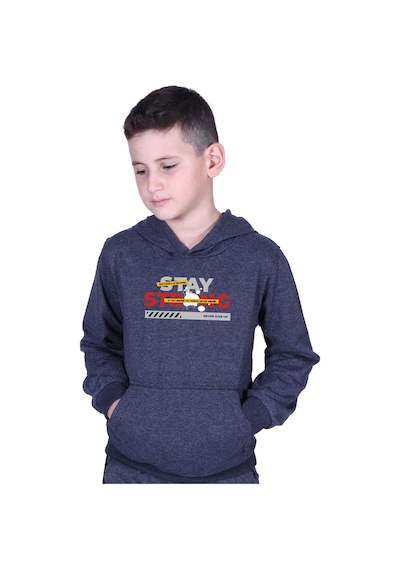 Fyk Kids Kapüşonlu Kanguru Cepli Stay Strong Baskılı Erkek Çocuk Sweatshirt Füme