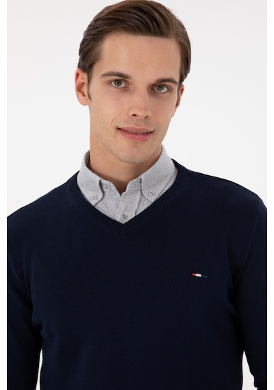 U.S. Polo Assn. Erkek Slim Fit V Yaka Lacivert Basic Kazak 50298283-VR033 U.S. Polo Assn. Erkek Slim Fit V Yaka Lacivert Basic Kazak 50298283-VR033