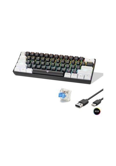 Büro Ev Ofis Bilgisayarı İçin Siyah Beyaz Rgb Mavi Switch Mekanik Gaming Klavye