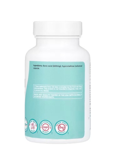 Nutricost Women Boric Acid Candida & Yeast Treatments Vaginal Suppository 600 Mg 60 Capsules