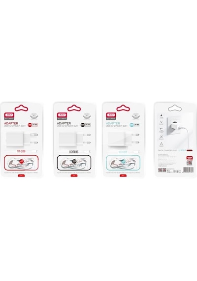 L99 Usb-a Çıkışlı Şarj Başlıklı Lightning Kablolu Fast Hızlı Duvar Tipi Şarj Aleti Seti