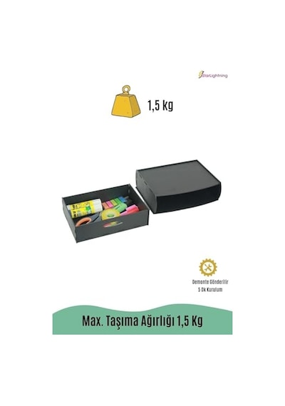 Gizli Çekmece Organizer Masa Altı Saklama Kabı Siyah Renk Model 2 8683400402609 Açık Bej