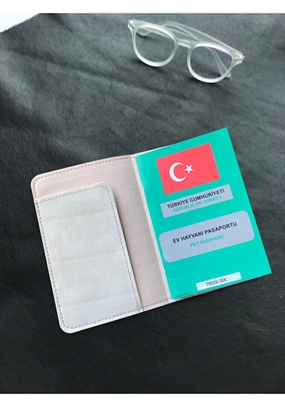 Vip Gift Pet Pasaport Kılıfı Ev Hayvanı Kedi Köpek Nil Yeşili Vegan Deri P Pembe