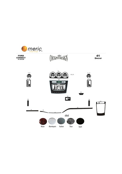 Meriç® Ford Connect Ön Torpido Kaplama 41 Parça 2009-2014 (530156304)