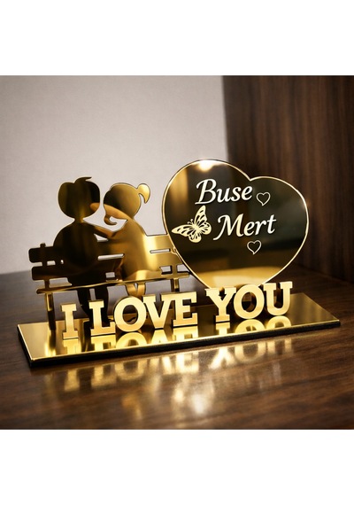 I Love You Temalı Masa İsimliği Kişiye Özel 1 Adettir No 25