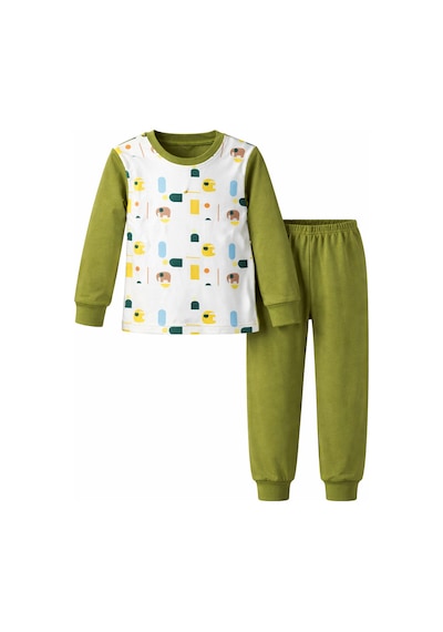 Remsa Çocuk Pamuklu Desenli Pijama Takımı 6068-03 Fıstık Yeşil Fıstık Yeşili