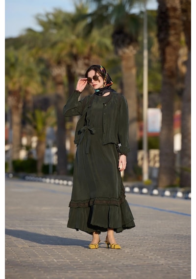 Misswhence Yelekli Elbise 39815 Kahve Kahverengi