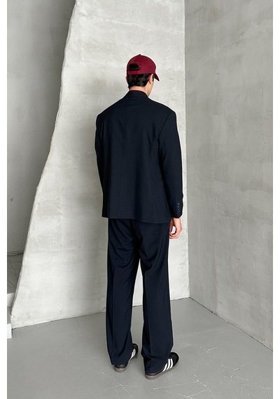 Erkek Oversize Rahat Kalıp Kruvaze Takım Elbise Lacivert Erkek Oversize Rahat Kalıp Kruvaze Takım Elbise Lacivert