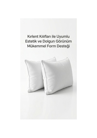 Puffyform Premium 2 Li Kırlent İç Yastığı 40x60 Cm 400 Gr Boncuk Silikon Dolgulu Çökme Yapmaz Yıkanabilir Beyaz