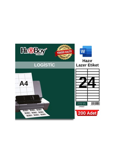 Herboy Hb-1224 105 X 23 Mm A4 Laser Etiket 200 Adet