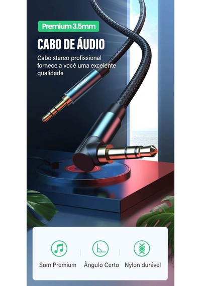 90 Derece L Tipi 3.5 Mm Aux Ses Kablosu Mavi 1 Metre