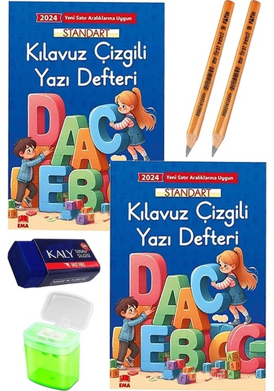 Güzel Yazı Defteri A4 Büyük Boy Fatih Jumbo Kurşun Kalem Sınav Silgisi Kalemtraş Yeni Müfredat Standart Klavuz Çizgili