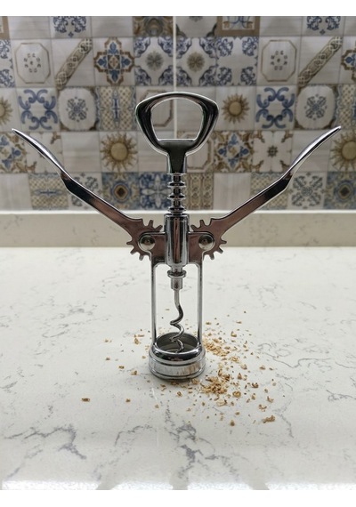 Lüks Paslanmaz Çelik Kanatlı Tirbuşon Mantar Ve Gazoz Açacağı - 17 X 7 Cm Gümüş