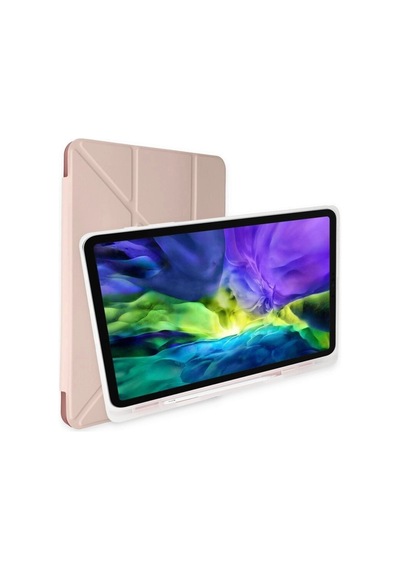 Apple iPad Uyumlu  Pro 12.9 2021 Kılıf Kalemlikli Mars Tablet Kılıfı - Rose Gold - Yluh-855085