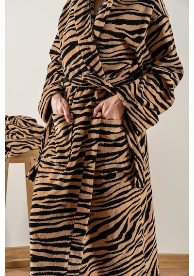 Soley Tiger %100 Pamuk Kadife Kadın / Erkek Unisex Bornoz Renksiz