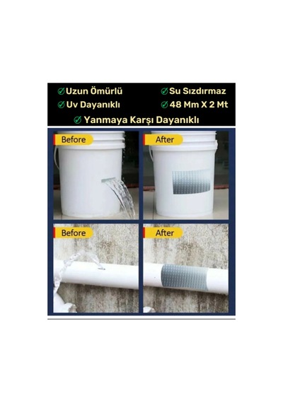 Çok Amaçlı Su Geçirmez Sızdırmaz Izolasyon Gri Tamir Bandı 48 Mm 10 Mt 1 Adet Güçlü Yalıtım Bant Tam