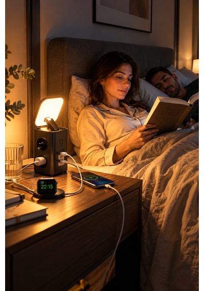 Çoklu Akım Korumalı Masaüstü Priz 4 Priz, 2 Usb-c + Usb-a, Pd 20w & Qc 18w Hızlı Şarj, 3680w, Led Aydınlatmalı 1.9 M
