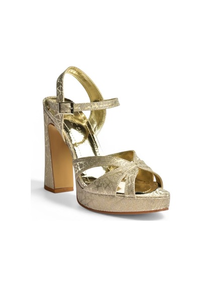 Fox Shoes Y246170214 Altın Sim Kalın Platform Topuklu Abiye Ayakkabı
