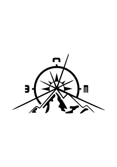 Pusula Dağ Off Road Oto Sticker Sticker Siyah 20 13 Cm