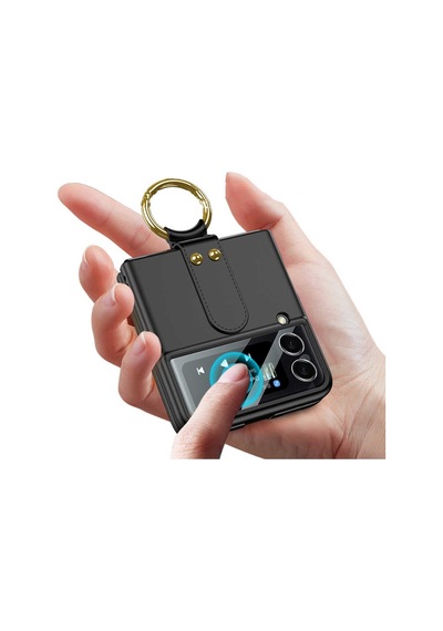Rba Aksesuar Galaxy Uyumlu Z Flip 3 Kılıf Rba Flip Ring Kıpta Kapak - Gümüş Gümüş