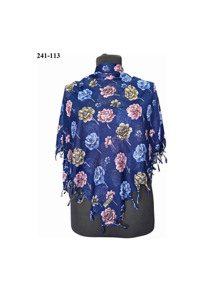 Dolce Cotton Desenli Sökme Boncuklu Eşarp 241-113 Çok Renkli
