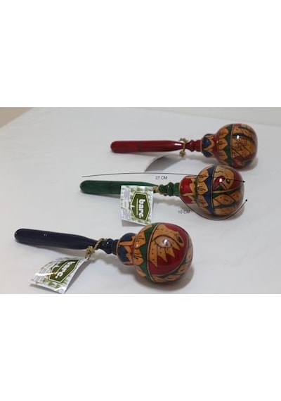 Ahşap Maracas Büyük Yuvarlak Uzak Doğu Müzik Aleti, Mahoni Ağacı, 27 Cm X 8 Cm, Endonezya Bali El Yapımı Açık Gri