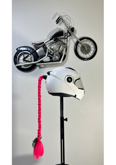Motor & Motosiklet Neon Pembe Örgü Saç Kask Dış Aksesuar Diğer