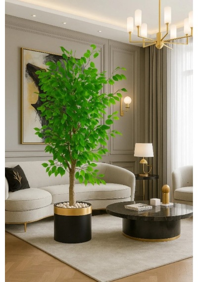 Yapay Benjamin 150 Cm Lux Metal Saksı Dahil Yeşil
