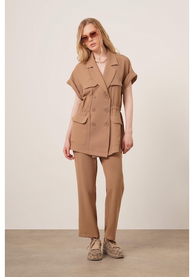 Ftz Women Kadın Crep Pantolonlu Takım Vizon 31173 Vizon