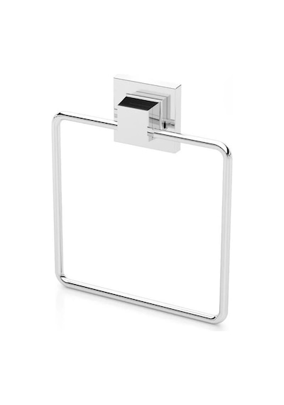 Tekno Tel Ef-234 Krom Kare Havluluk Yapışkanlı/vidalı Deliksiz Metal Banyo Havlu Halkası Krom