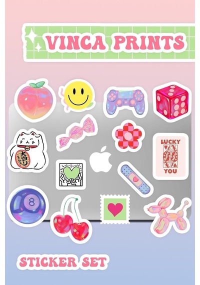 Laptop Sticker Seti 14 Adet Sticker Macbook Notebook Tablet Telefon Ajanda Defter Sticker Seti