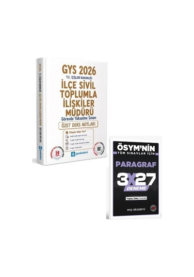 Gys Akademi 2026 Gys İçişleri Bakanlığı İlçe Sivil Toplumla İlişkiler Müdürü Özet Ders Notları+evp Akademi Paragraf