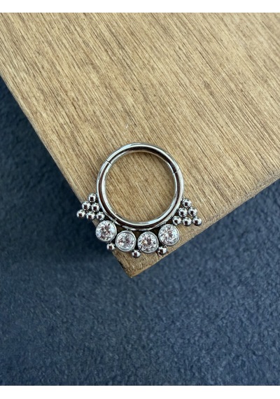 316 L Cerrahi Çelik Zirkon Taşlı Pırlanta Model Halka Piercing Açık Mor