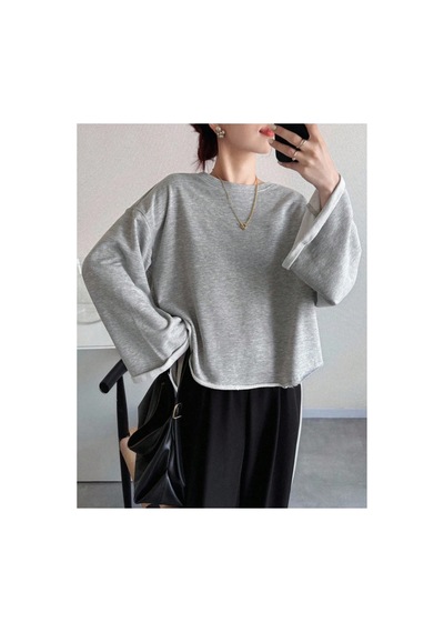 Cool Tarz Oversize Kesim Bisiklet Yaka Uzun Kollu Sweatshirt Gri Gri