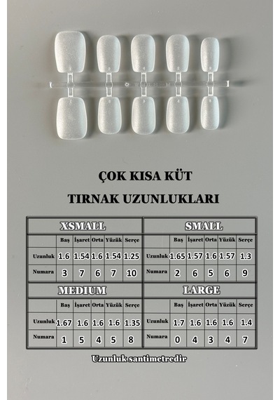 100 Adet Jel Tips Small Beden Çok Kısa Küt Takma Tırnak Seti Small