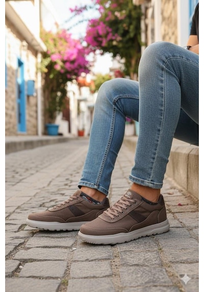 Fort 0226 Dks Keten Rahat Hafif Sneaker Erkek Ayakkabı Vizon