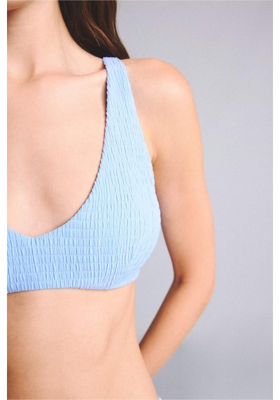 Defacto Regular Fıt Kırışık Dokulu Kumaş Mavi Bikini Üstü G3996ax26smbe552 Mavi-be552