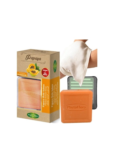Phytoflora Papaya Özlü Sabun 125 G + Sabunluk + Kese