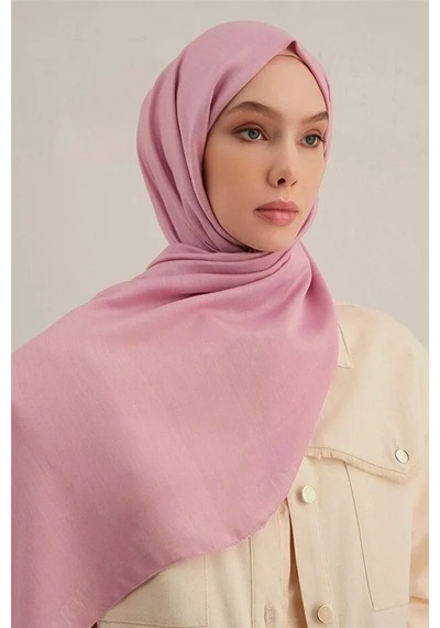Armine Logo Bordürlü Pamuk İpek Şal 1 Pembe