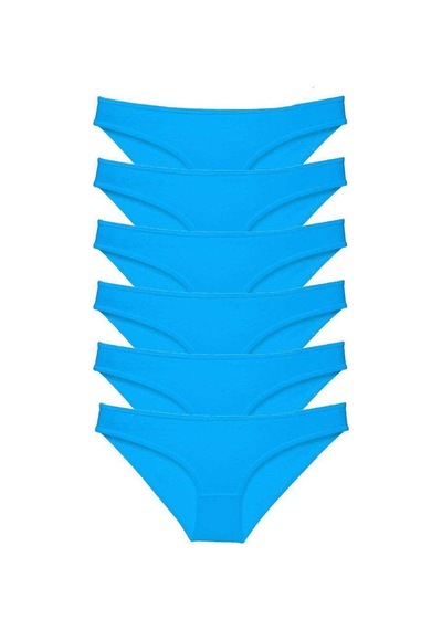 6 Adet Süper Eko Set Likralı Kadın Slip Külot Mavi Standart