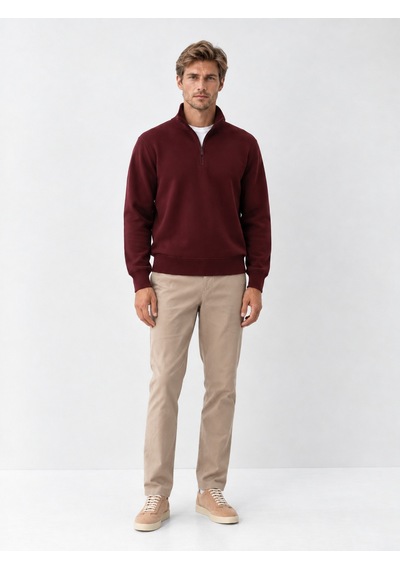 Xint Bordo Pamuk Dokulu Regular Fit Sweatshirt 300290