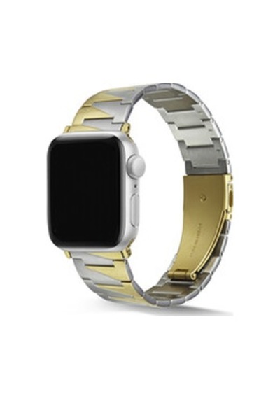 Apple Watch Uyumlu  38mm Krd-48 Metal Kordon - Gümüş-gold
