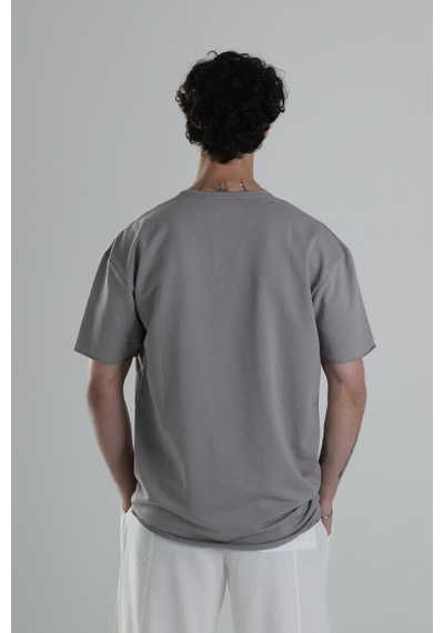 Cocopelli Gri Halat Detaylı Tasarım T-shirt Coc2117 Gri