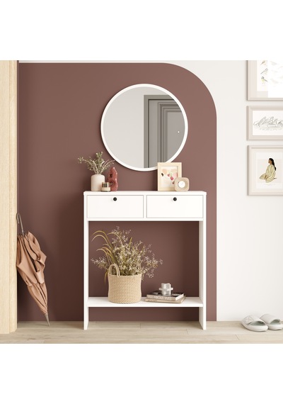 Yurudesign Larris Aynalı Dresuar 2 Kapaklı Beyaz LR1-W Beyaz