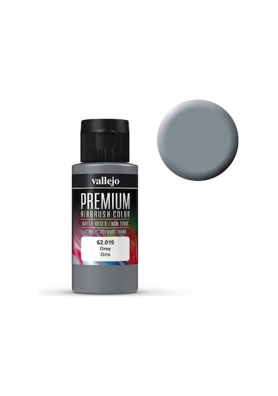 Vallejo 62019 60 Ml. Grey, Opaque, Premium Rc Color Serisi Model Boyası Renkli