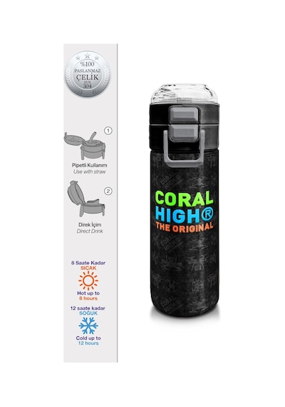 Coral High 500 Ml Paslanmaz Çelik Okul Termosu/suluk/matara - Erkek Çocuk - Siyah Drone Desenli - Sızdırma Yapmaz Çok Renkli Coral High 500 Ml Paslanmaz Çelik Okul Termosu/suluk/matara - Erkek Çocuk - Siyah Drone Desenli - Sızdırma Yapmaz Çok Renkli