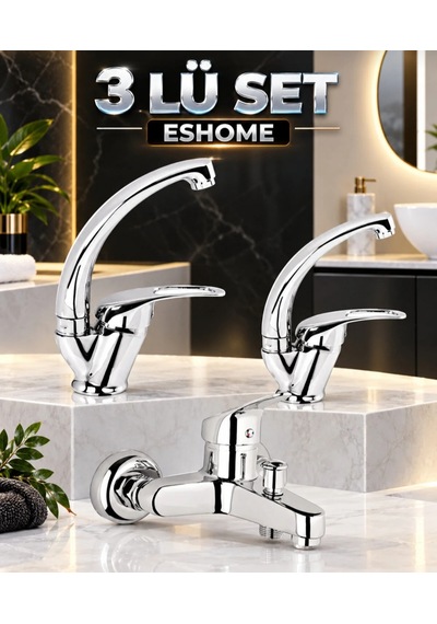 Eskaya 3 Lü Mutfak Lavabo Bataryası Musluk Çeşme Seti Mix Banyo Set Premium Malzme Henüz Yorum Yazılmamış. Krom