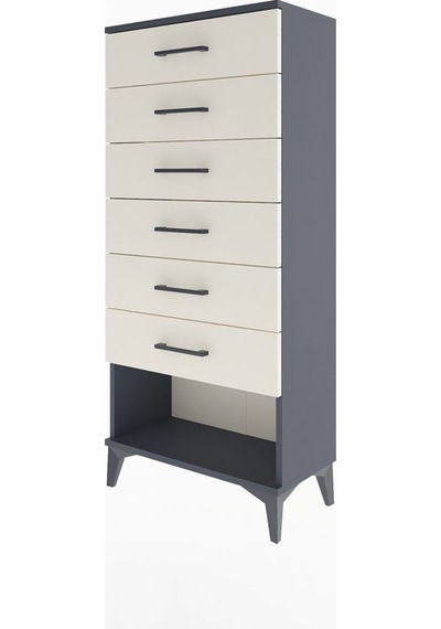 Arges Dolap 6 Çekmeceli 60x30x134 Antrasit-aytaşı Antrasit